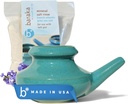 Baraka Neti Pot Tool Kit - Solução de ronco e salino, lava-louças cerâmicas artesanais seguro com 2 onças de sal mineral do mar para limpeza do nariz e lavagem do nariz perfeito para alívio de alergia em adultos e crianças (Jade)