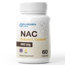 Puregen Labs N-acetil-L-cisteína (NAC) 600mg, Suplemento de Suporte Antioxidante, NAC 600 mg, Fácil de Absorver - 60 Cápsulas Vegetarianas
