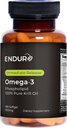 Endur Omega-3 Fosfolipídio (100% Puro Óleo de Krill), Suplemento de Saúde do Coração, Formulado para Absorção Optimal, Gluten Free, 500mg (180 Softgels)