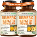 Quercetin com Bromelain Turmeric Curcumin Supplement – Alergia Alívio, Suporte Conjunto e Imune – Suplemento Orgânico Turmeric com Pimenta Preta (Bioperine) – Quercetin 500mg Cápsulas 2 Pack