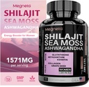 All-in-One Sea Moss, Shilajit, Ashwagandha & Suplemento Glutationa para Mulheres, Impulsiona Energia, 60 Cápsulas