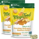 MegaFood Baby & Me Alívio de doença pré-natal da manhã, mastigação de gengibre, com vitamina B6, feita sem 9 alergens alimentares, mel limão sabor de gengibre, 30 mastigações (Pack of 2)