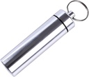Prata pequena caixa de pílulas portátil chaveiro, liga de alumínio Mini caixa organizador de comprimidos recipiente para bolsa, impermeável Metal Pill Holder Medicina garrafa para caixa de pílulas de viagem de acampamento ao ar livre