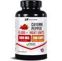 HealthFare Cayenne Pepper Cápsulas 600mg 200 comprimidos Vegan (HU) 45.000 unidades de calor (HU) Cardiovascular, Circulação e Suporte Digestivo □ Extrato de ervas de alta potência □ Não-GMO, Gluten-Free