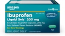 Cuidados Básicos Ibuprofeno Gels Líquidos 200 mg, Reliever dor / Redutor de Febre Cápsulas Enchidas Líquidas, Para dor de cabeça, dor de dentes, dor nas costas, Cães Menstruais e Mais, 160 Contagem