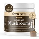 Fera Pets Mushroom Supplement for Dogs & Cats with Turkey Tail - USDA Organic - Cognitive and Immune Support - Melhora a função do fígado - Suporta uma gut saudável - Pó - 120 Scoops