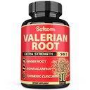 Cápsulas Satoomi Valerian Root - 9 ervas naturais - Ashwagandha, Açafrão, Ginger, Ceilão Canela - 90 Caps para fornecimento de 3 meses