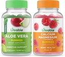Vidal Aloe Vera + Magnésio de cálcio, Gummies Bundle - Grande degustação, Suplemento Vitamina, Sem glúten, GMO Livre, Mastigável