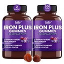 Pastilhas de Ferro Suplementos para Adultos (Mulheres, Homens) e Crianças – Sabor de Uva- Suporta Anemia, Energia e Níveis de Foco – 200 Contagem