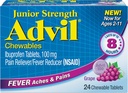 Comprimidos de Ibuprofeno mastigáveis Advil Junior, 100mg de uva, 24 comprimidos Cada (Pacote de 6)