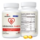 Besibest Ubiquinol CoQ10-600mg-Softgel, suplemento ativo Coq10 Ubiquinol com vitamina E & Omega 3, 6, 9, alta absorção-Coenzima-Q10, poderoso antioxidante para a produção de energia, testado, 60 contagem