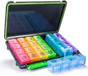 Organizador de comprimidos semanal, caixa de pílulas de 7 dias (4-Times-A-Day) Portátil para viagem com Moisture-Proof caso de projeto de pílula para comprimidos / Vitamina / óleo de peixe / suplementos