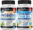Tripla força Omega 3 óleo de peixe Softgels (1 Mês de Fornecimento) mais 40 bilhões de UFC suplemento probiótico diário (1 Mês de Fornecimento)