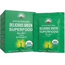Peak Performance Organic Greens Superfood Powder Single Serve Travel Packets. Melhor sabor de suco verde orgânico Super Food com 25+ Todos os ingredientes naturais para Max Energy. (20 Pack)