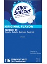 Alka-Seltzer Comprimidos Efervescentes Flavor original, alívio rápido multi-sintomas de dor de cabeça e dor de corpo, Comprimidos Efervescentes Efervescentes Efervescentes, Pacote Dispensador de alívio da dor, 116 Ct