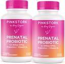 Probióticos pré-natais de cegonha rosa para mulheres com vitamina B6 e prebióticos - Manhã doença, microbioma gut, e apoio imunológico - gravidez probiótico - gravidez deve ter, 60 Cápsulas
