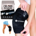 ActiveWrap - Knee Ice Pack Enrole com compressão, 2 Reusable Gel Heat & Cold Packs para Dor do joelho, Pernas Doloridas & Shin Splints. Envoltório a frio flexível para o controle da lesão e inchaço e suporte conjunto - um tamanho se encaixa mais