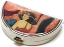 9352 Semi-circular pequena caixa de pílulas organizador Pewter prata rosa mulheres viagem caixa de pílulas bolsa bolso recipiente diário portátil medicina vitamina caixa suplemento de medicação mini armazenamento