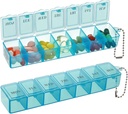 2 Embalagem Semanal Organizador de comprimidos, grande caixa de pílulas de 7 dias, caixa de medicina de caso de vitamina diária, recipientes de pílulas para suplementos de medicina óleo de peixe (azul)