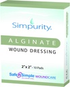 Alginato de cálcio Vestido de feridas 2" x 2" -Simpuridade- Individual Espessura Alginato de Alginato Antimicrobial Revestimento de fibra de revestimento de feridas produtos de cuidados médicos para a cama dor-pressura dor-Leg Ulcer-Pé diabético