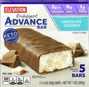 Millville Elevation Advance Chocolate Coconut Bares, Carb Conscious, 5g de proteína, com receitas. Uma caixa de 5 barras, 1.4 onças individualmente enroladas. Pacote inclui 2 receitas, 5 barras.