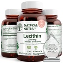 Natural Nutra Soy Lecitina 1200 mg Suplemento dietético - Função cerebral, saúde do fígado, melhorar a saúde procreant, aumentar o suplemento - sem glúten, BPA-livre, 200 Softgels em garrafas de vidro recicláveis