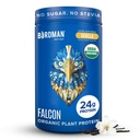BIRDMAN Falcon Organic Vegan Protein Powder Vanilla, 24g Protein, Livre de açúcar, Probióticos, Baixo carboidrato, Keto Friendly, Dairy Free, Lactose Free, Não Whey, Planta Based Pea Protein Powder - 18 Servings
