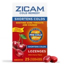 Zicam Cold Remedy Zinc Lozenges, Wild Cherry Flavor, homeopático, acalma a garganta dolorida e tosse, Medicina de encurtamento frio, encurta a duração do frio, 25 Contagem