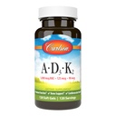 Carlson - Vitaminas A, D3, K2, 3000 mcg RAE Vitamina A, 125 mcg Vitamina D3, 90 mcg Vitamina K2 como MK-7, construção óssea, utilização de cálcio, 120 géis macios