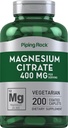 Citrato de magnésio de rocha de tubulação , 400 mg , 200 Caplets , Vegetarian, Non-GMO, Suplemento sem glúten