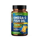 Construído pela natureza Omega 3 Peixe óleo macio Gels - 2400 mg óleo de peixe, 1440 mg Omega 3, 864 mg EPA, 576 mg DHA - Força extra Cérebro & Coração Suplemento de suporte de saúde - 120 Softgels
