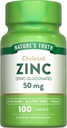 Nature's Truth Quelated Zinc 50 mg Comprimidos - 100 ct, Embalagem de 2