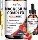 Líquido glicinato de magnésio 400mg, Complexo de magnésio de alta absorção supplemen com vitamina B6, D, C para apoiar o sono, Músculo, Nerve Saúde, Não-GMO Gluten Free Vegan (2 Fl Oz / Strawberry)