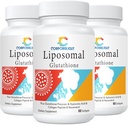 Glutationa lipossómica Softgels, Absorção melhorada - Entrega lipossómica, forma ativa L-Glutationa, celular, função imunitária e detox do fígado, rico em fórmula antioxidante, sem glúten, 180 Softgels