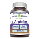 Fórmulas surpreendentes L-Arginina 1000mg Comprimidos Suplemento Aminoácido para Mulheres e Homens Não-OGM Livre de Glúten