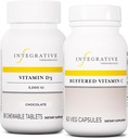 Integrative Therapeutics Bundle com vitamina tamponada C 1.000 mg, 60 cápsulas e vitamina D3 125 mcg, 90 mastigáveis - vitamina tamponada C para suporte antioxidante* - vitamina D3 para apoiar a saúde*