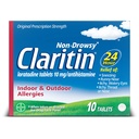 Claritina 24 HR Não Drowsy Alergy Medicine, Loratadina anti-histamínicos, 10 Ct