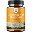 Puro Quercetin com Bromelain Suplemento para Imune Aid - Alta Potente Quercetin 500mg Cápsulas com Bromelain para Imune Support & Breathing - Suplemento Respiratório Nutricional - 90 Ct