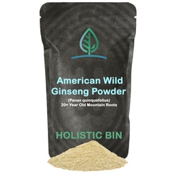 Holistic Bin Wild American Ginseng Pó Puro Suplemento de Ginseng Orgânico Feito com Selva Colhida 20+ Raízes de Appalachia (Panax Quinquefolius)