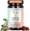 Bem-Estar Alado Calmo & Colecionado, Pastilhas de alívio de estresse - Suplemento de suporte de estresse com KSM-66 Ashwagandha, L-Theanina, GABA & Passionflower - Vegan & Gummy sem glúten - Framboesa, 42 Contagem