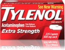 Tilenol Caplets de força extra com 500 mg de acetaminofeno, alívio da dor e redutor da febre, para dor de cabeça, dor nas costas e alívio da dor menstrual, 225 ct