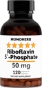 MONOHERB Riboflavina 5'- Fosfato 50 mg - 120 Cápsulas Vegetarianas - Vitamina B2 Bioactiva