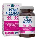 Planeta Vital - Flora Vital Probiótico diário das mulheres 60 bilhões UFC, 60 Strains Diversos, 7 Prebióticos Orgânicos, Suporte Vaginal e Imune, Bloating, Probióticos Digestivo Saúde para Mulheres 60 Cápsulas
