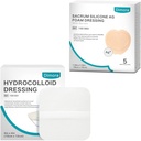 Dressing de ferida hidrocolóide, 10 pacote Ultra Thin 4" x 4" + Ag Silver Sacrum Foam Dressing Bandages Silicone Adhesive Border 7"x7"