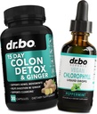 Colon Cleanser Detox & Chlorophyl Liquid Drops - 15 dias Colon Cleanse Pills with Ginger, Liquid Chlorophyll Drops Odor Body Detox Internal Deodorant - Bowel Moviment Supplements Intestinal Gut Support