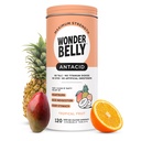 Antiácido Wonderbelly, Azia Efetiva e Alívio de indigestão de ácido instantâneo, Comprimidos mastigáveis de força extra, 1000 mg de Carbonato de cálcio, Sem Talco ou Tintura, Frutas tropicais, 120 contagem