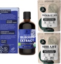 Extrato de mirtilo em pó de selva para olhos suplemento de mirtilo orgânico para olhos, Shilajit pó cru Shilajit para homens 5 Bolsa de onça, Tongkat Ali para homens Pó 282 Serve Tonkat-Ali Longjack Root