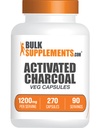 BulkSuplements.com Cápsulas de carvão ativado - Carvão de coco, Carvão ativado para suporte renal, Comprimidos de carvão ativados - Vegan, 3 Cápsulas por serviço (1200mg), 270 Veg Cápsulas