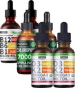 NUSAVA Strawberry Flavored D3 K2, Chlorophyll, & Vitamina B12 Liquid Drops Bundle - Vitaminas Líquidas Potentes para Coração, Energia, Cérebro e Suporte Imune - Não-GMO, Gluten-Free, 2pk Cada