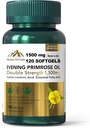 Evening Primrose Oil (1500mg) Alto GLA para equilíbrio hormonal e saúde da pele (1 garrafa-120 Softgels-2mo Fornecimento)